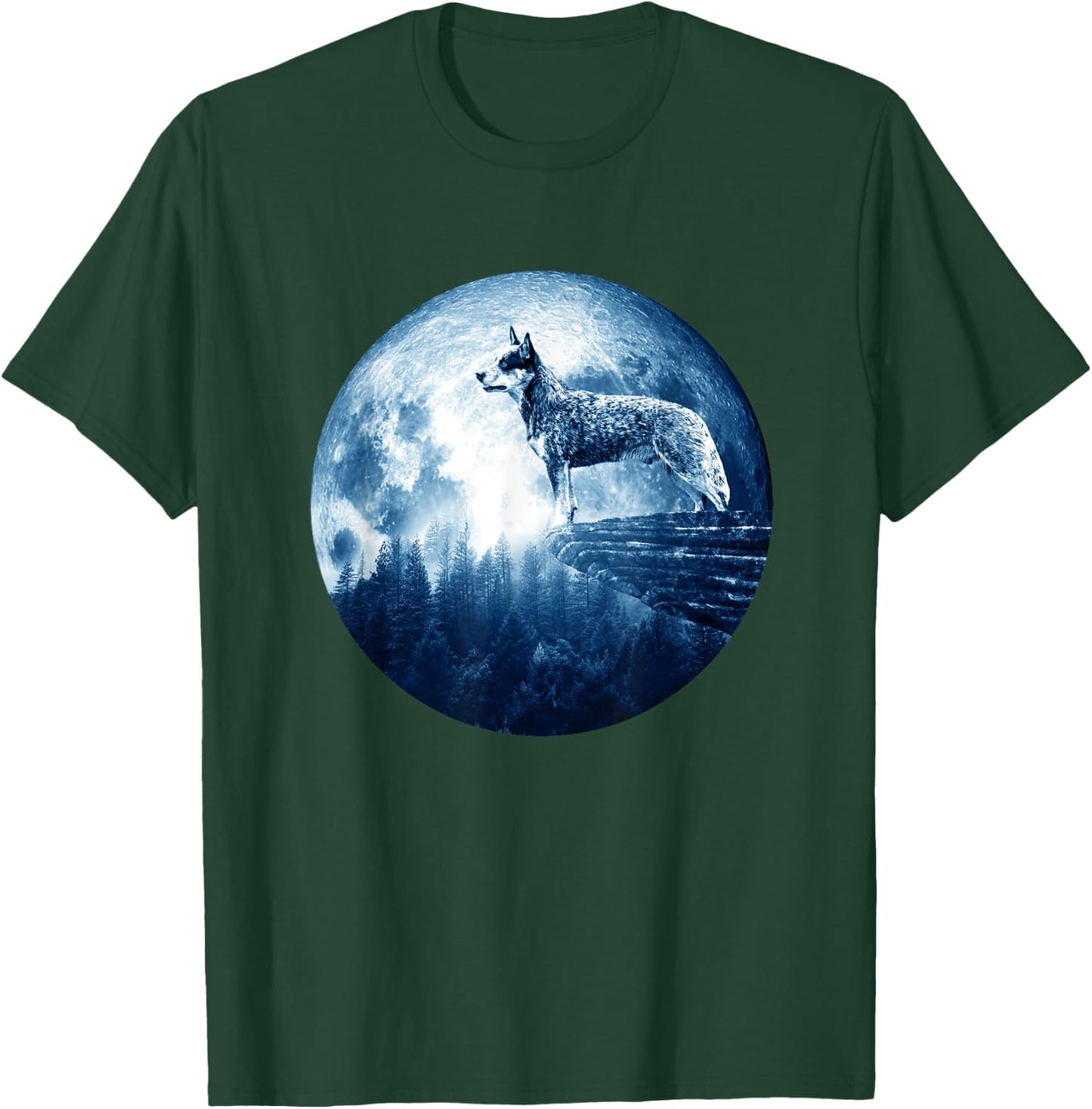 Australian Cattle Dog Moon Dog Mom Dad Women Men Dog Lovers T-Shirt - T-Shirt | Forest
