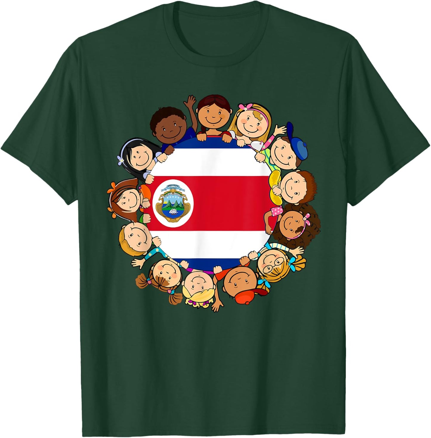 Costa Rica Flag Rican Kids Hispanic Heritage Month Boy Girl T-Shirt - T-Shirt | Forest