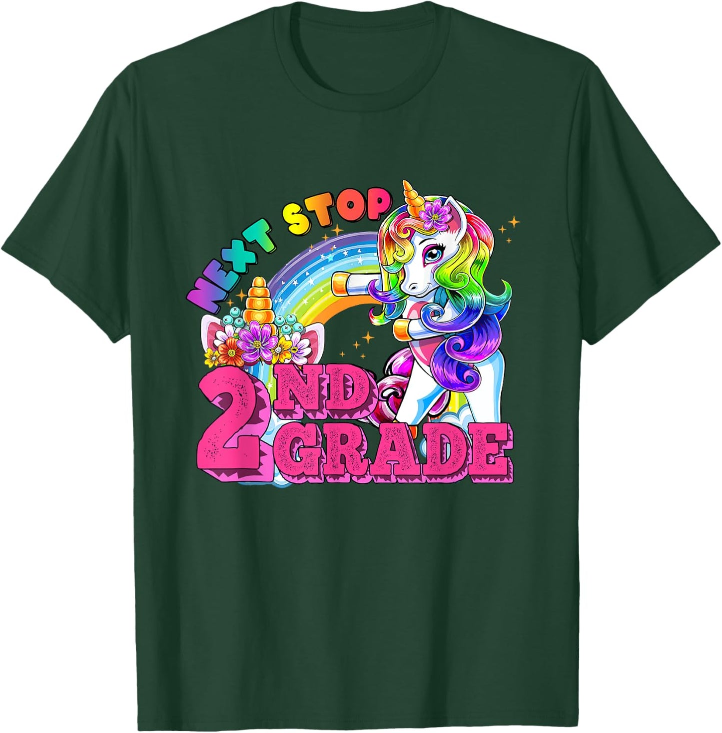 Next stop 2nd Grade Flossing Unicorn 2nd Grade Here I come T-Shirt - T-Shirt | Forest