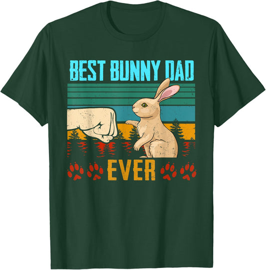 Best Bunny Dad Ever Vintage Eighties Style Retro Distressed T-Shirt - T-Shirt | Forest