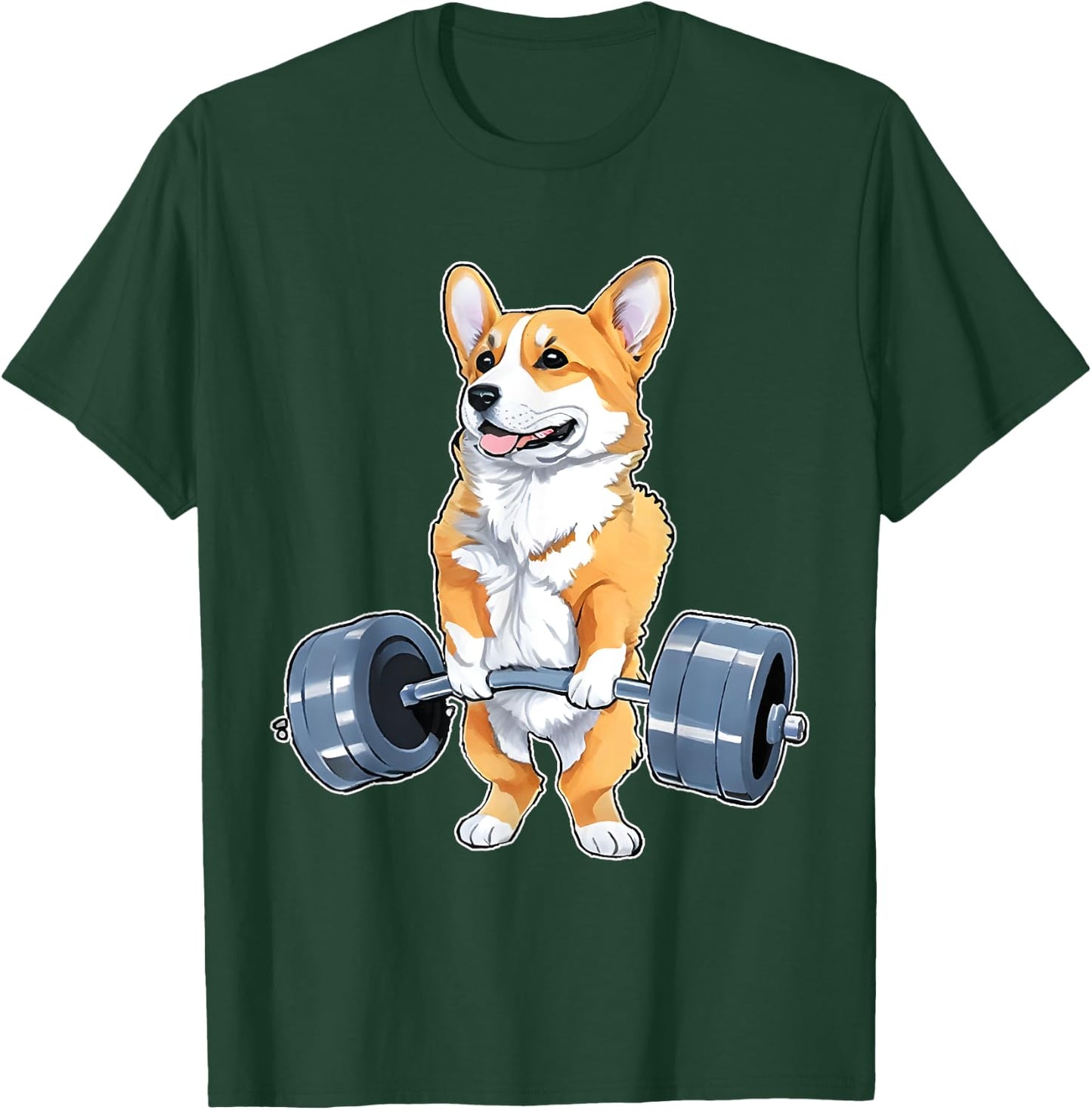 Corgi Weight Lifter Bodybuilding Weight Lifting Deadlift T-Shirt - T-Shirt | Forest