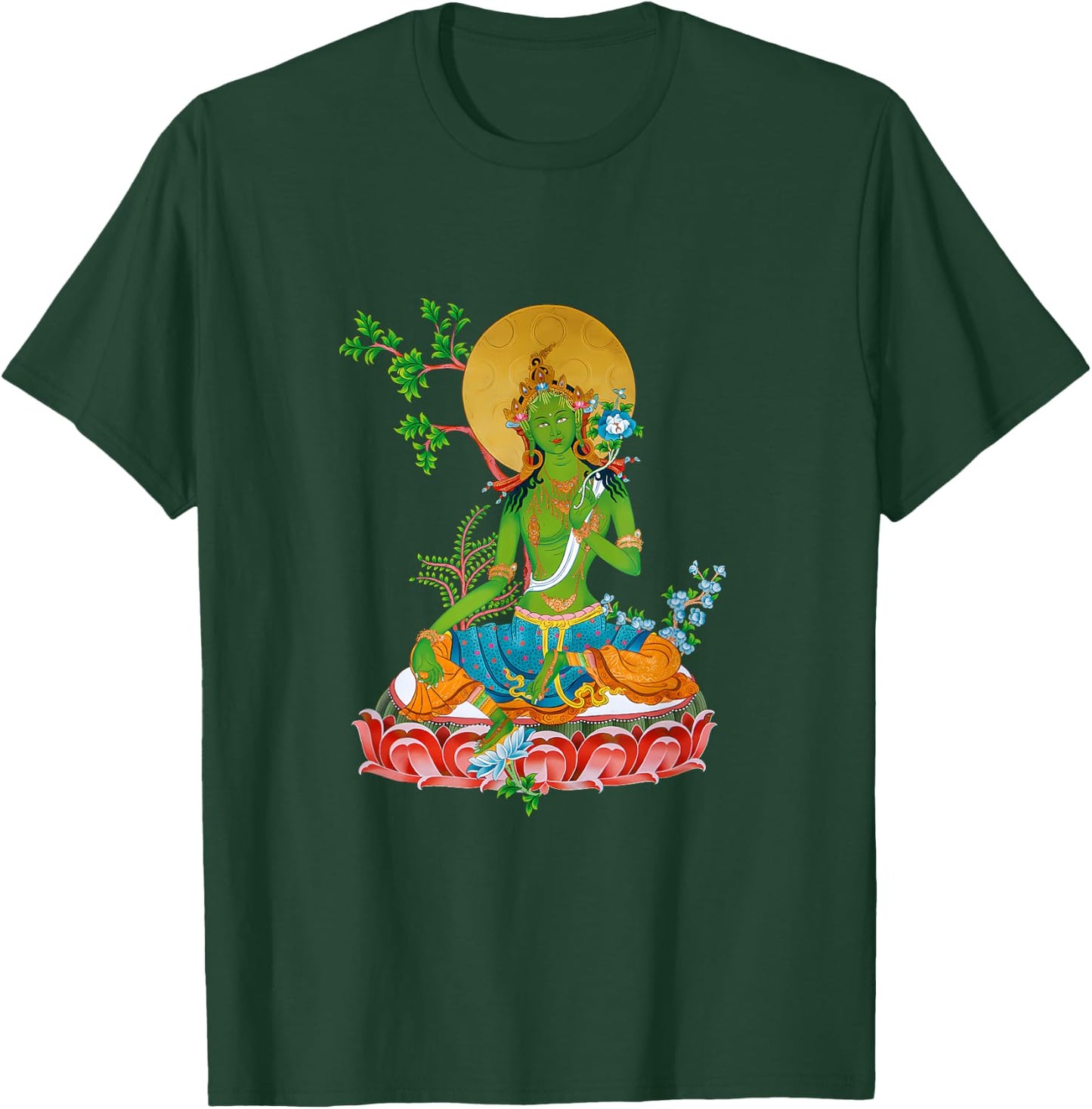 Tibetan Green Tara Buddha T-Shirt - T-Shirt | Forest
