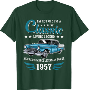Vintage 1957 Birthday Classic Car for Legends Born in 1957 T-Shirt - T-Shirt | Forest