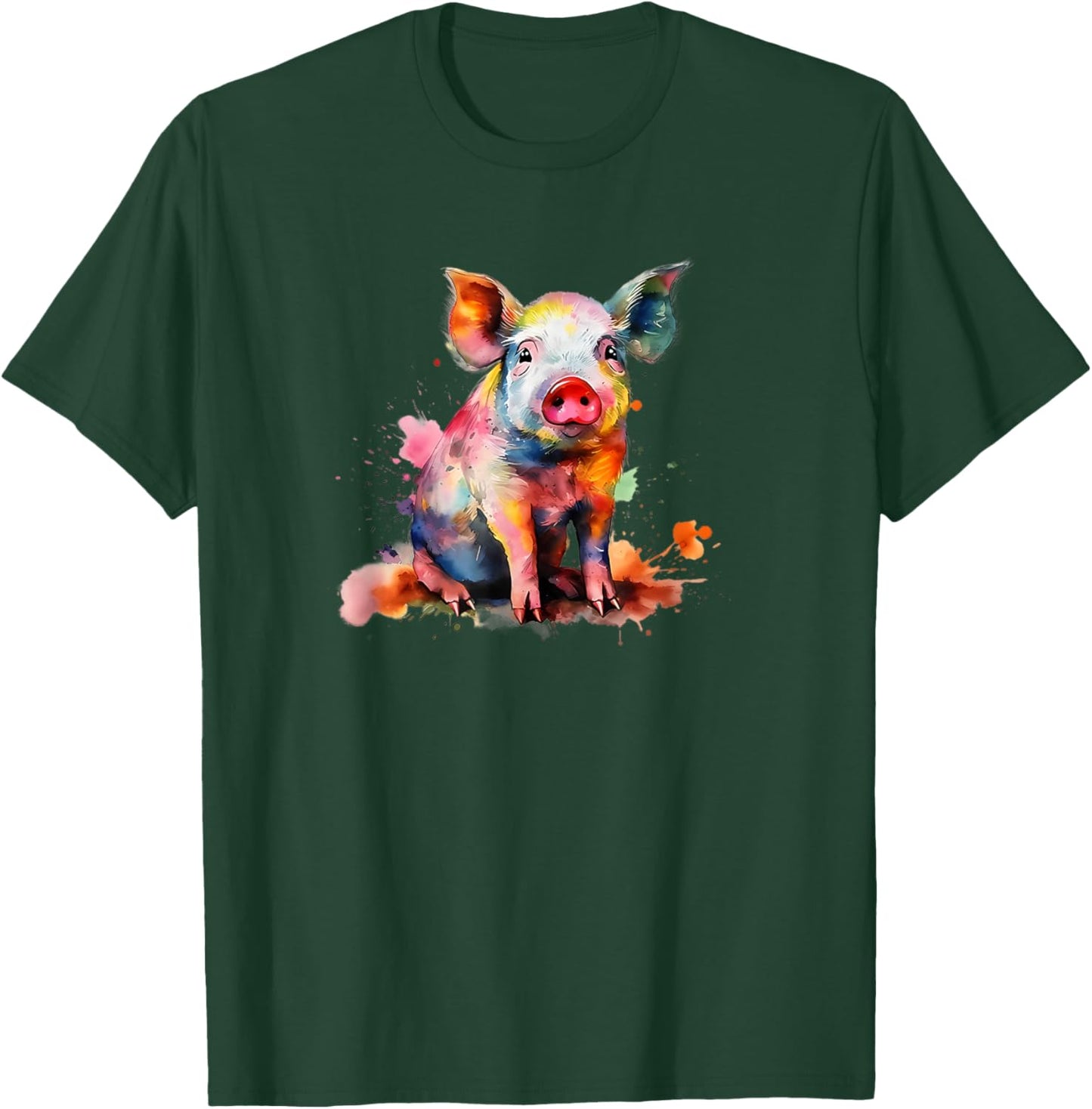 Colorful Paint Splash Cute Show Pig Lover T-Shirt - T-Shirt | Forest