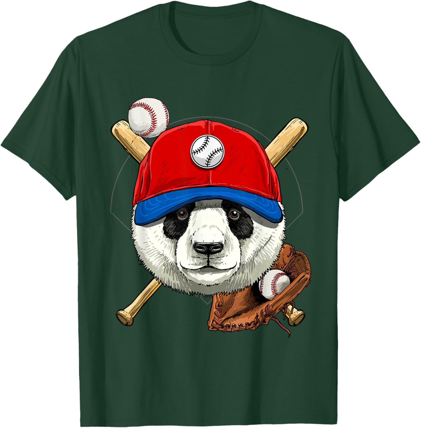 Panda Baseball Panda Lovers Baseball Player T-Shirt - T-Shirt | Forest
