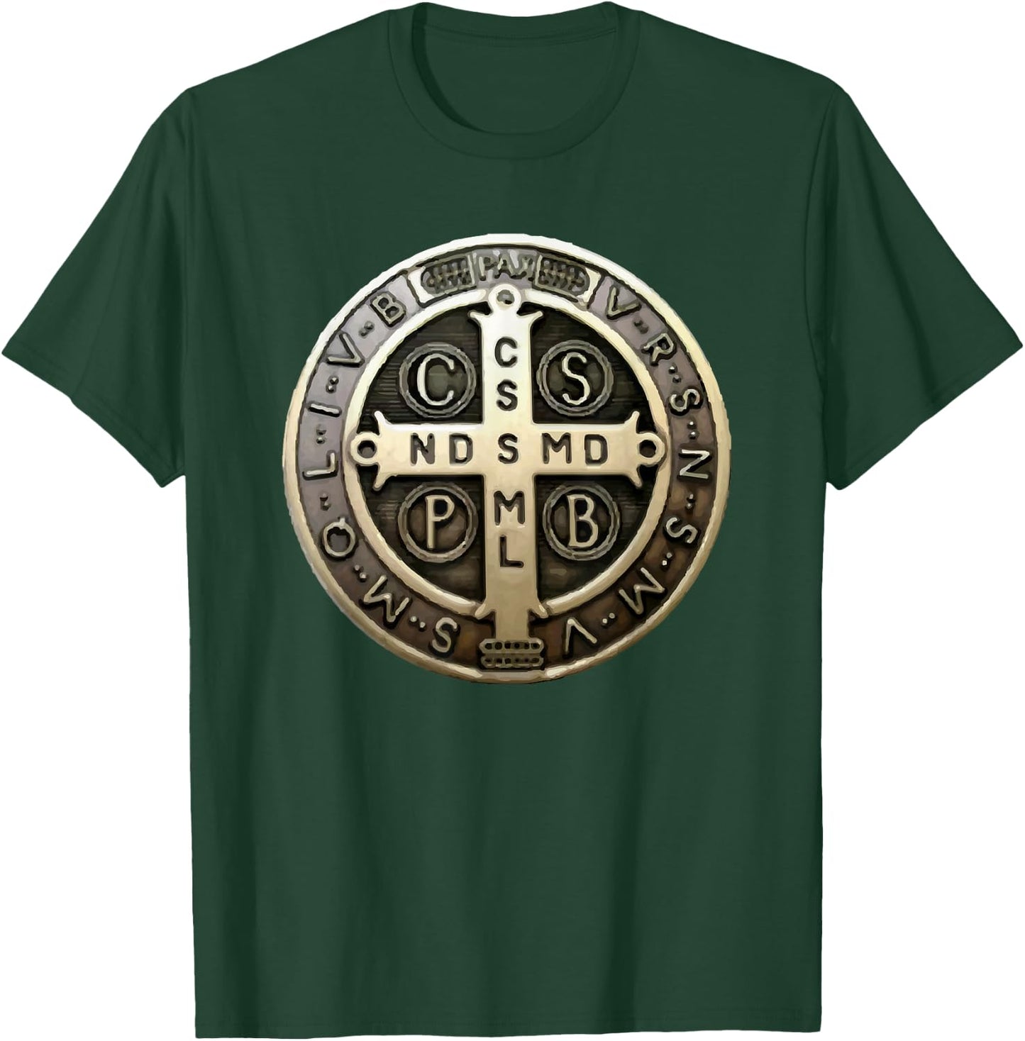 St. Benedict Medal Saint Benedict Cross Catholic Christian T-Shirt - T-Shirt | Forest