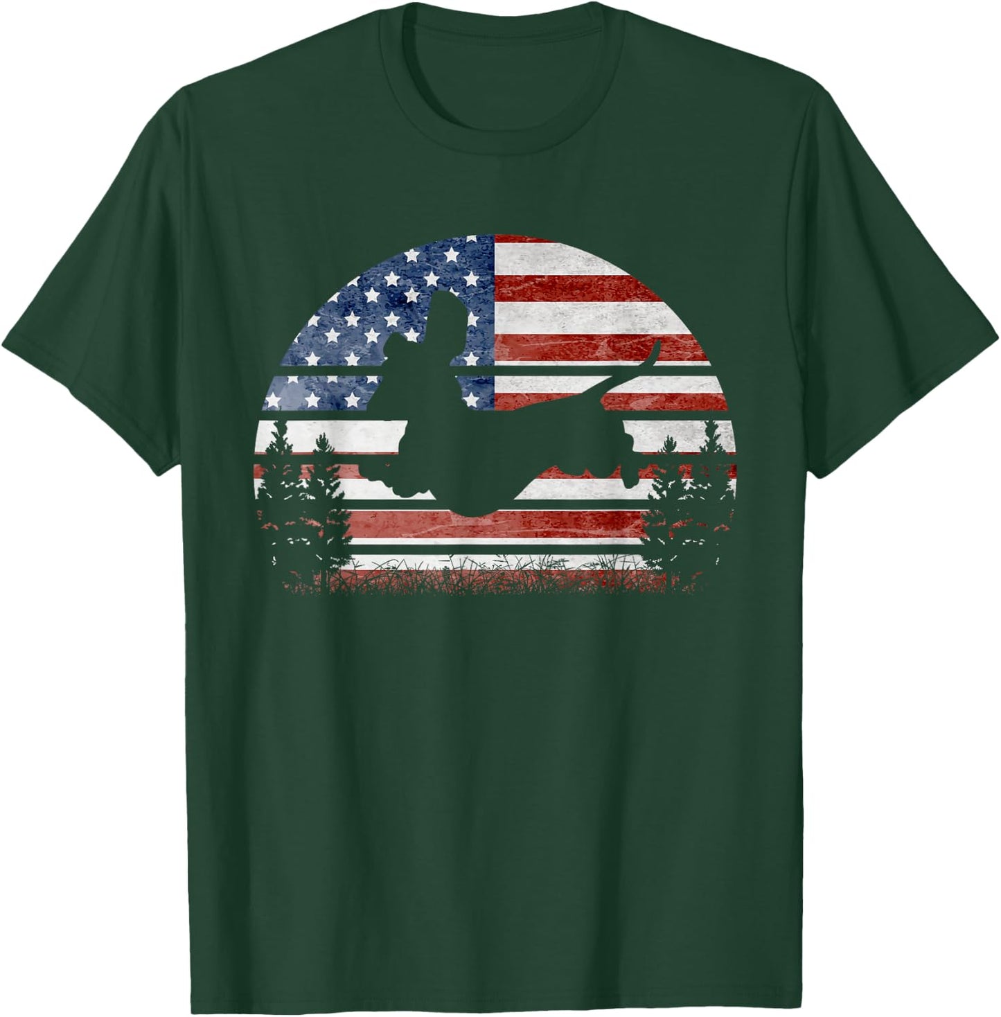 American Flag Dachshund Patriotic 4th Of July Weiner Lover T-Shirt - T-Shirt | Forest