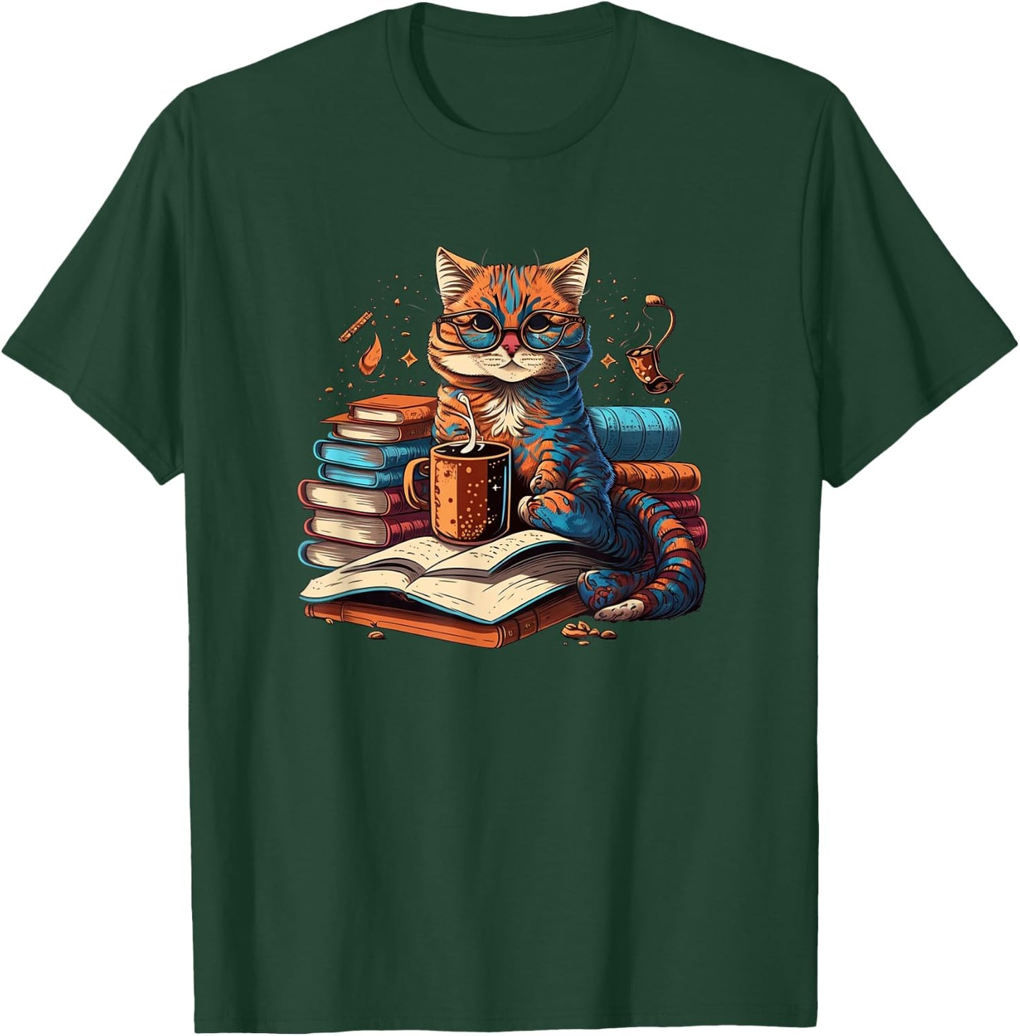 Cat Enjoy Read Books Cat-Themed - Women's Classic Fit Short Sleeve Black Small T-Shirt - T-Shirt | Forest