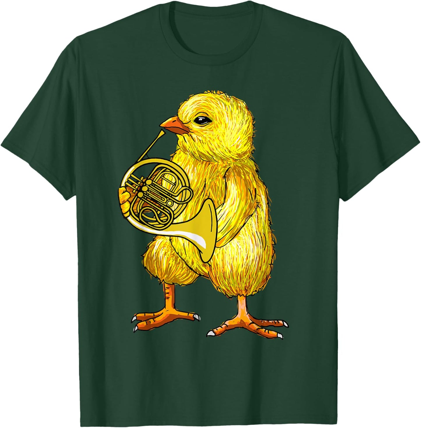 Cute Chicken Playing French Horn - French Horn Musician Gift T-Shirt - T-Shirt | Forest