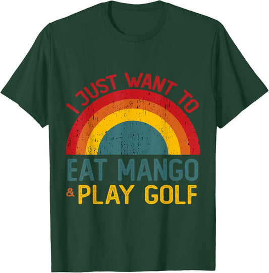 Funny I just want to eat mango and Play Golf Christmas T-Shirt - T-Shirt | Forest