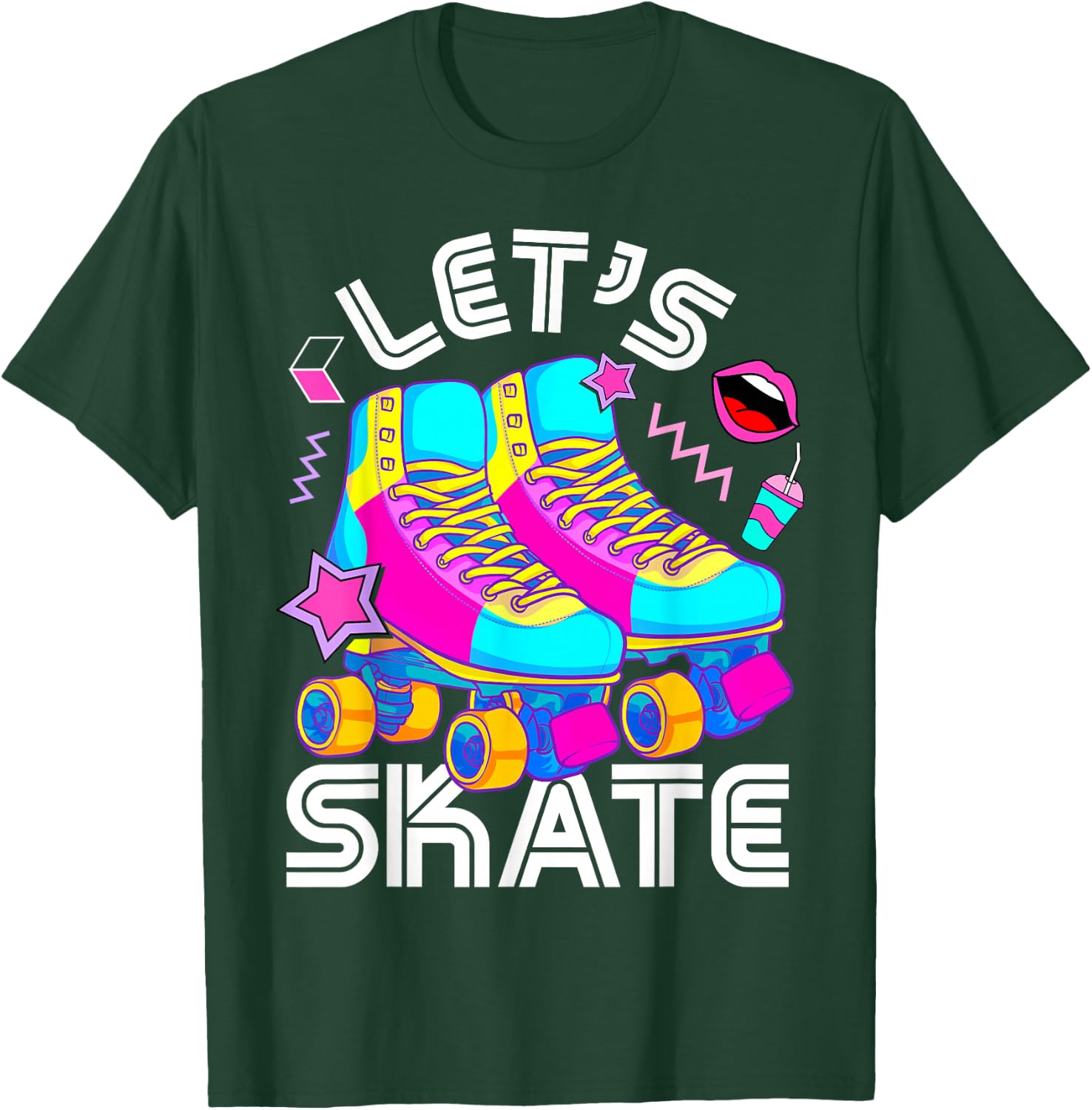 Let's Skate Retro Roller Skate Roller Derby Girls T-Shirt - T-Shirt | Forest