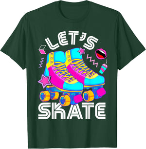 Let's Skate Retro Roller Skate Roller Derby Girls T-Shirt - T-Shirt | Forest