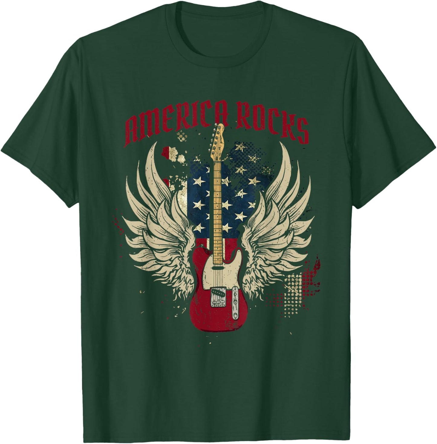 American Flag 4th Of July Guitar T-Shirt - T-Shirt | Forest
