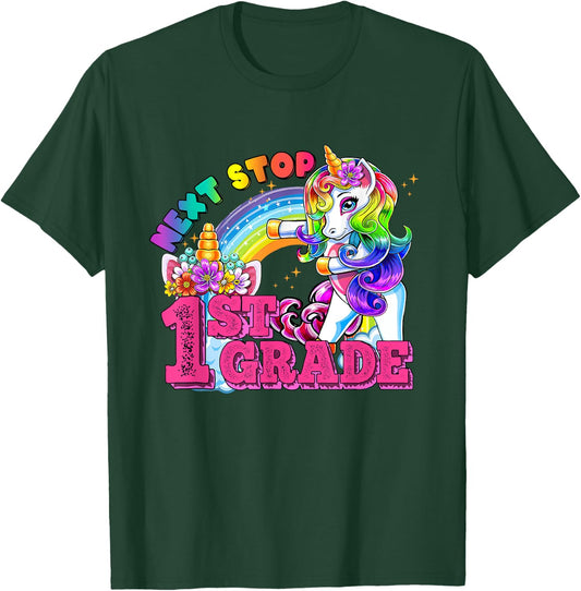 Next stop 1st grade First Grade Here I come Flossing Unicorn T-Shirt - T-Shirt | Forest