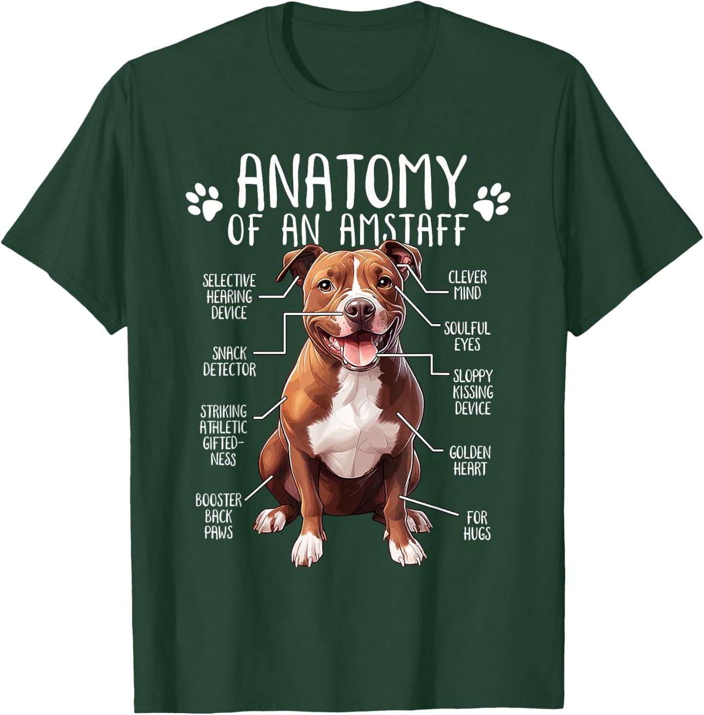 Funny Anatomy American Staffordshire Terrier Dog Amstaff T-Shirt - T-Shirt | Forest