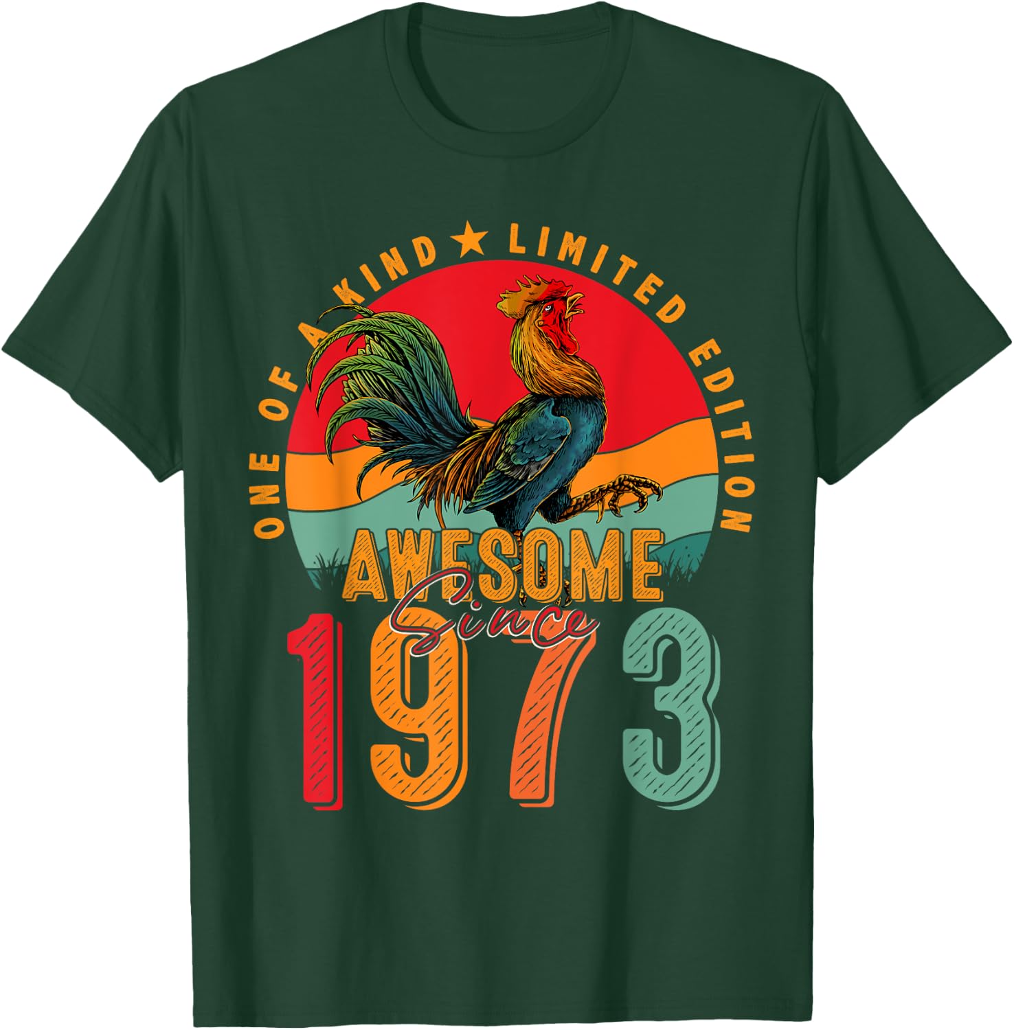 52nd Birthday Chicken Awesome Since 1973 Farmer 52 Years Old T-Shirt - T-Shirt | Forest