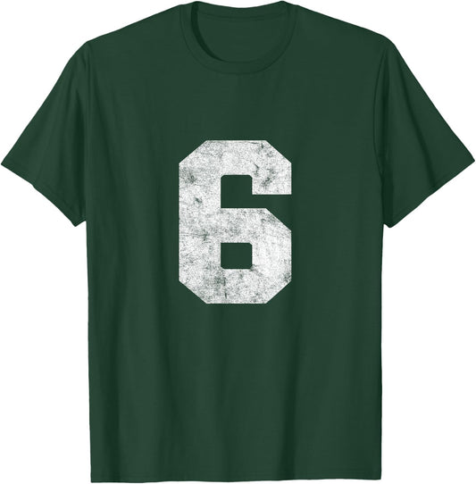 Vintage Lucky Number 6 Birthday Sports Player Team Athlete T-Shirt - T-Shirt | Forest