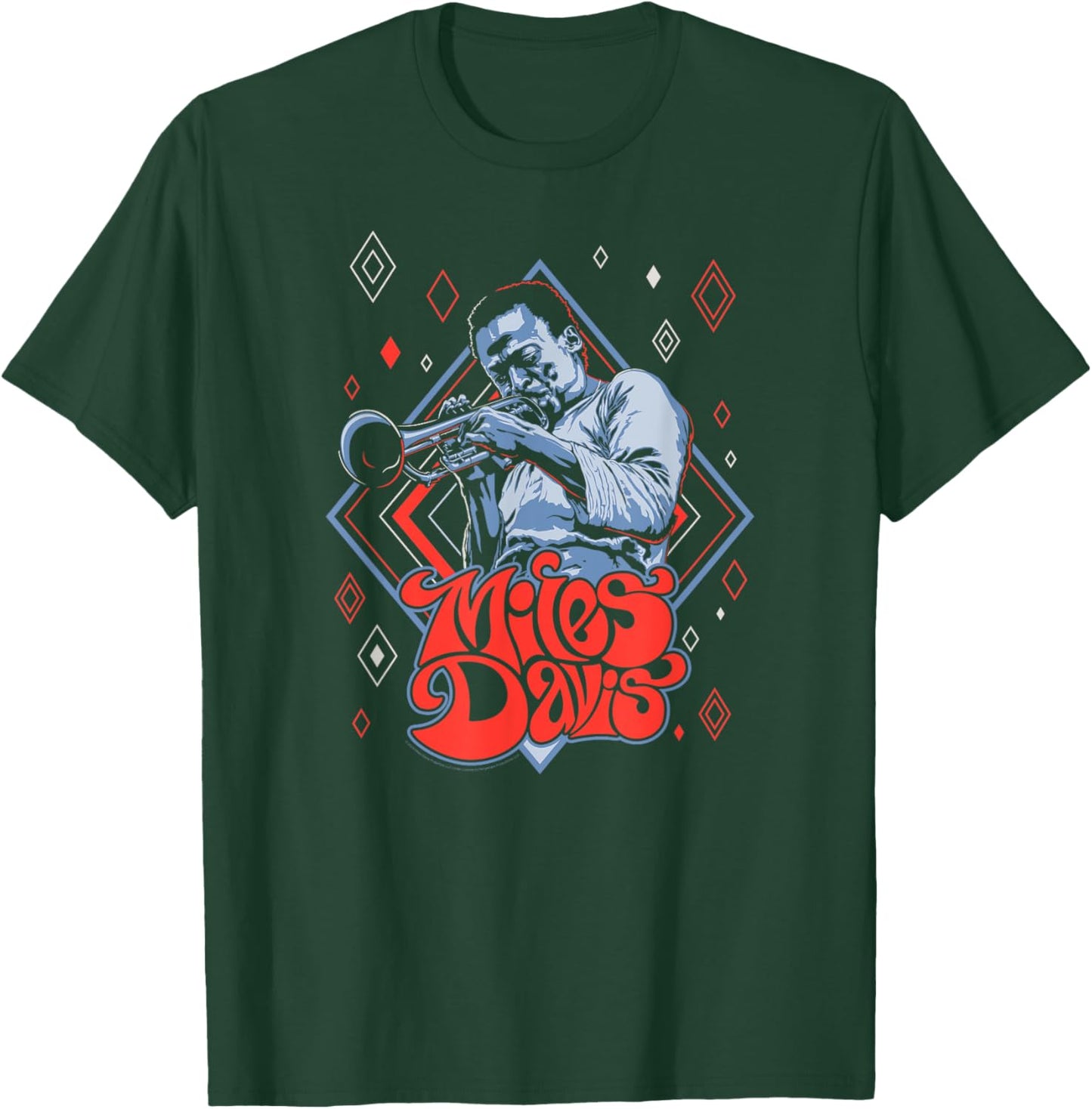 Miles Davis Retro Diamond Pattern T-Shirt - T-Shirt | Forest