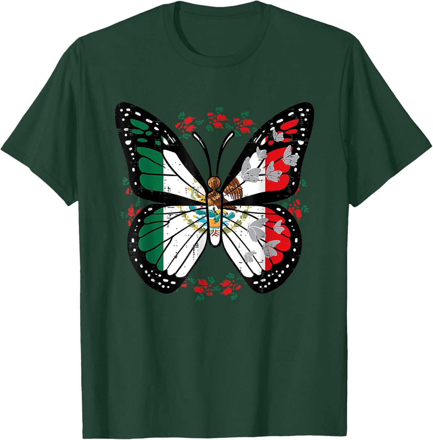 Mexican Independence Day Butterfly Mexico Women Girls Kids T-Shirt - T-Shirt | Forest