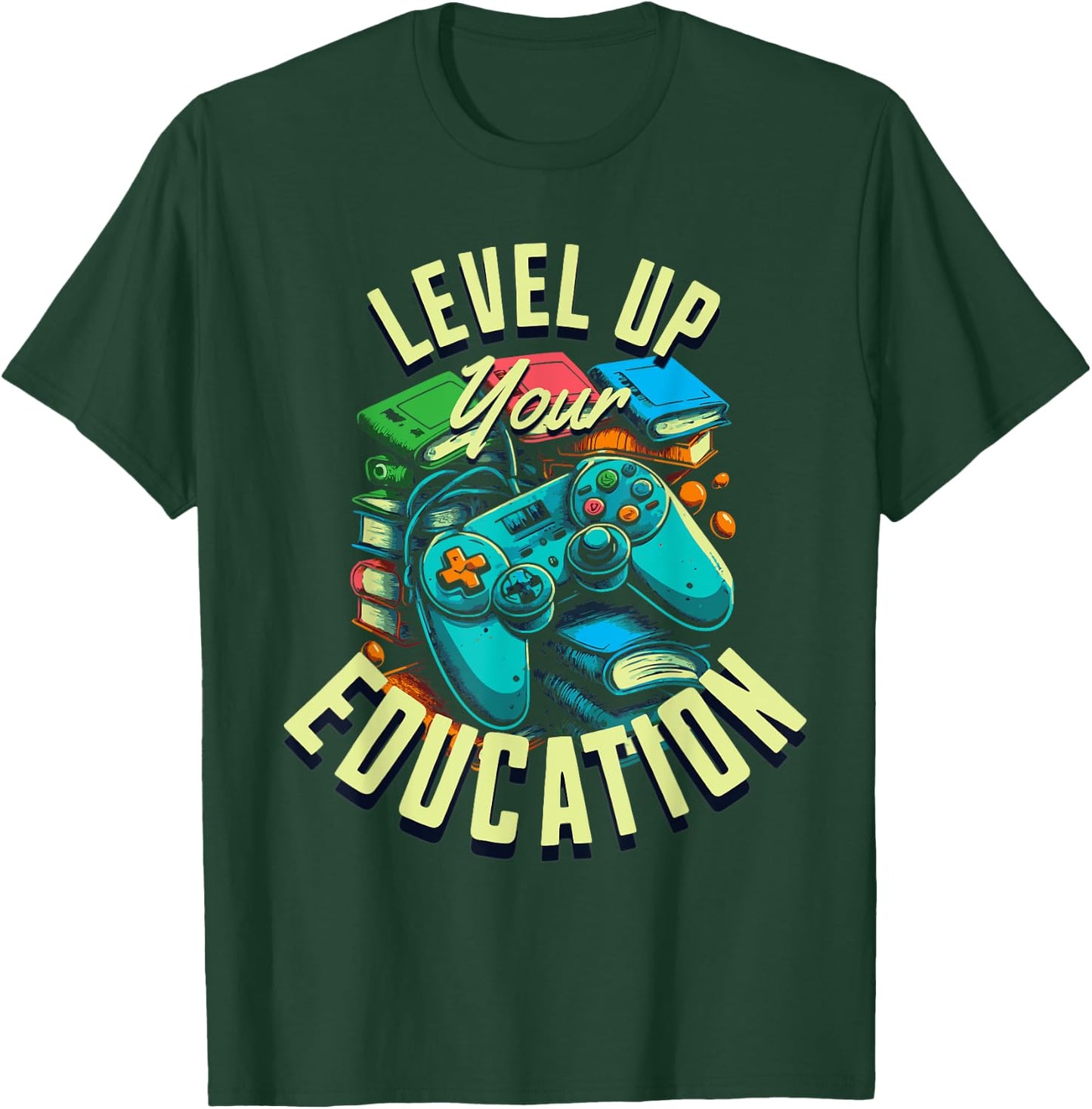 Level Up Your Education - Gaming-Inspired Teacher Design T-Shirt - T-Shirt | Forest