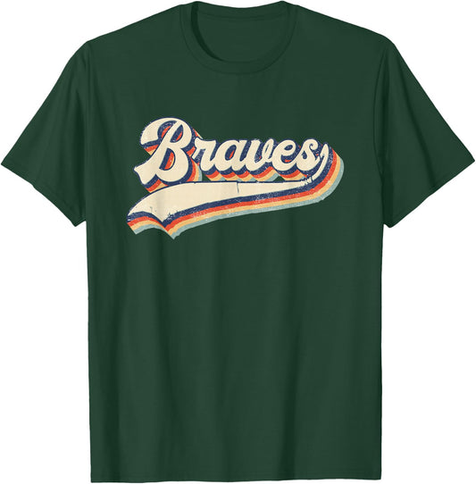 Braves Sports Name Vintage Retro Gift Men Women Girl Boy T-Shirt - T-Shirt | Forest