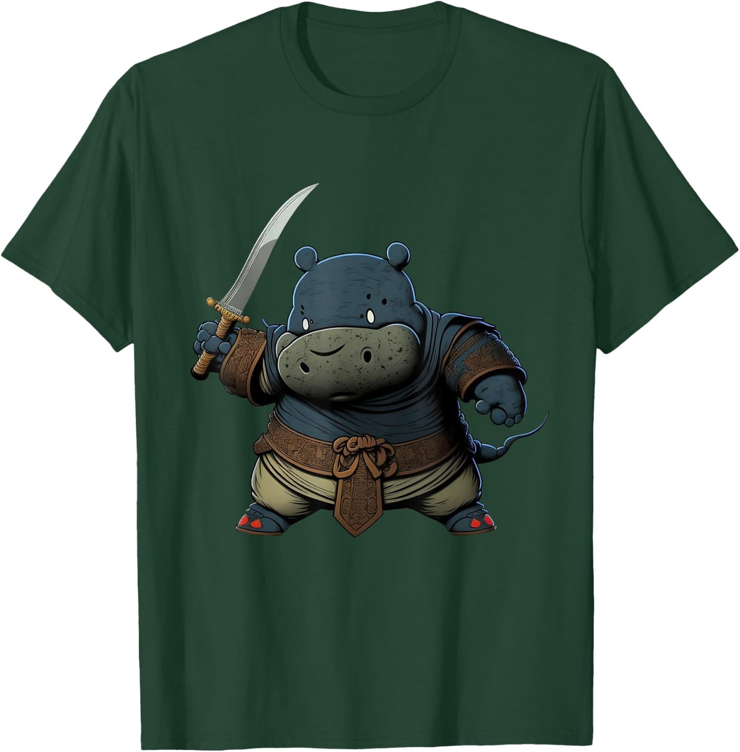 Cool Hippo Ninja Anime Japanese Art Kawaii Hippopotamus T-Shirt - T-Shirt | Forest