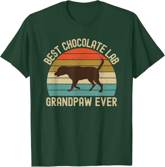 Best Chocolate Lab Grandpaw Ever Labrador Retriever Vintage T-Shirt - T-Shirt | Forest