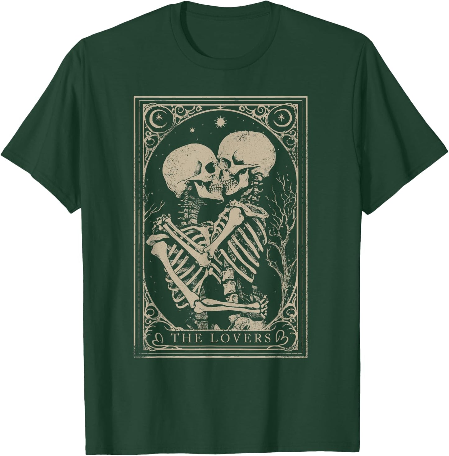 Tarot Card Shirt The Lovers Goth Skeleton Halloween Occult T-Shirt - T-Shirt | Forest