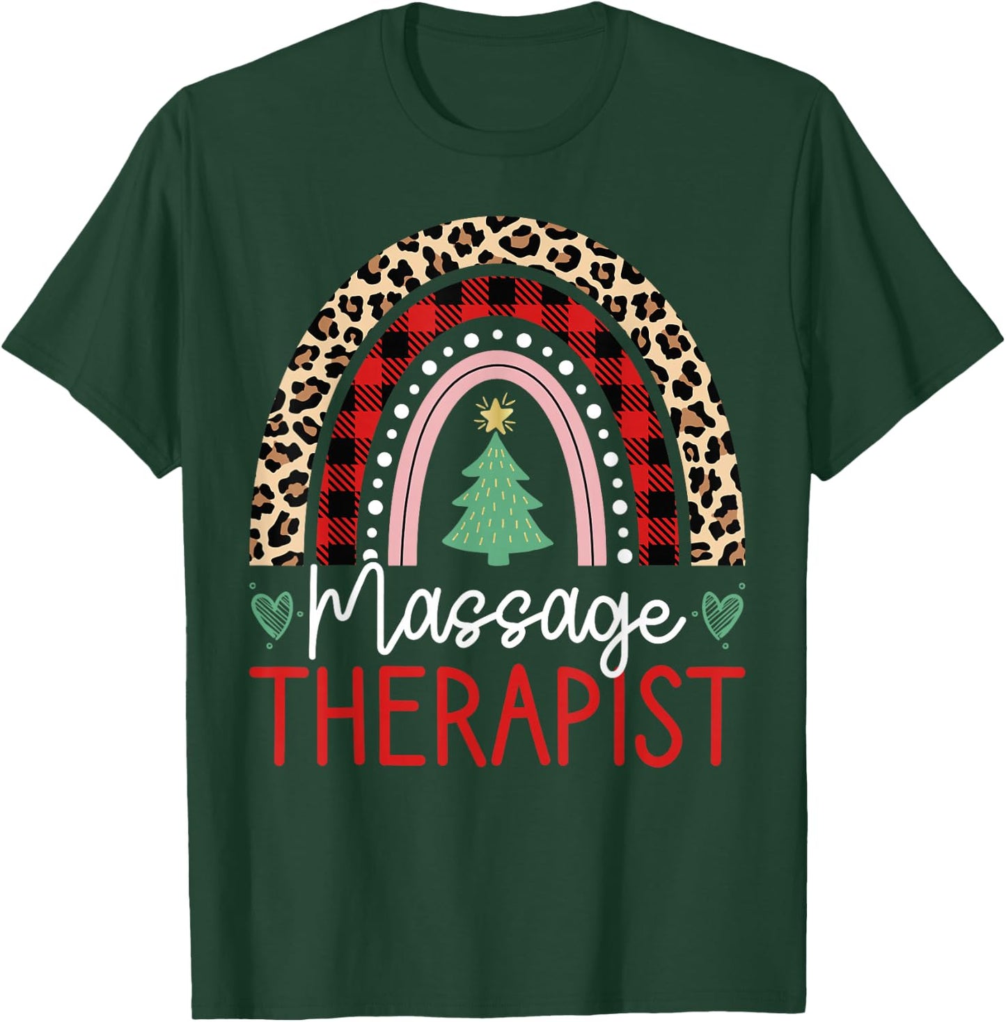 Massage Therapist Rainbow Christmas Massage Therapy Masseuse T-Shirt - T-Shirt | Forest