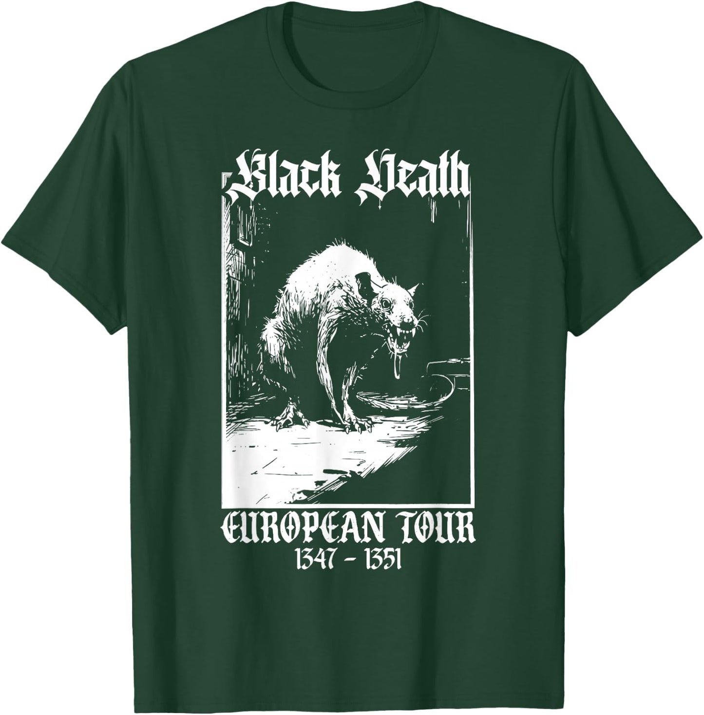 Black Death European Tour | Plague Rat Medieval History Goth T-Shirt - T-Shirt | Forest
