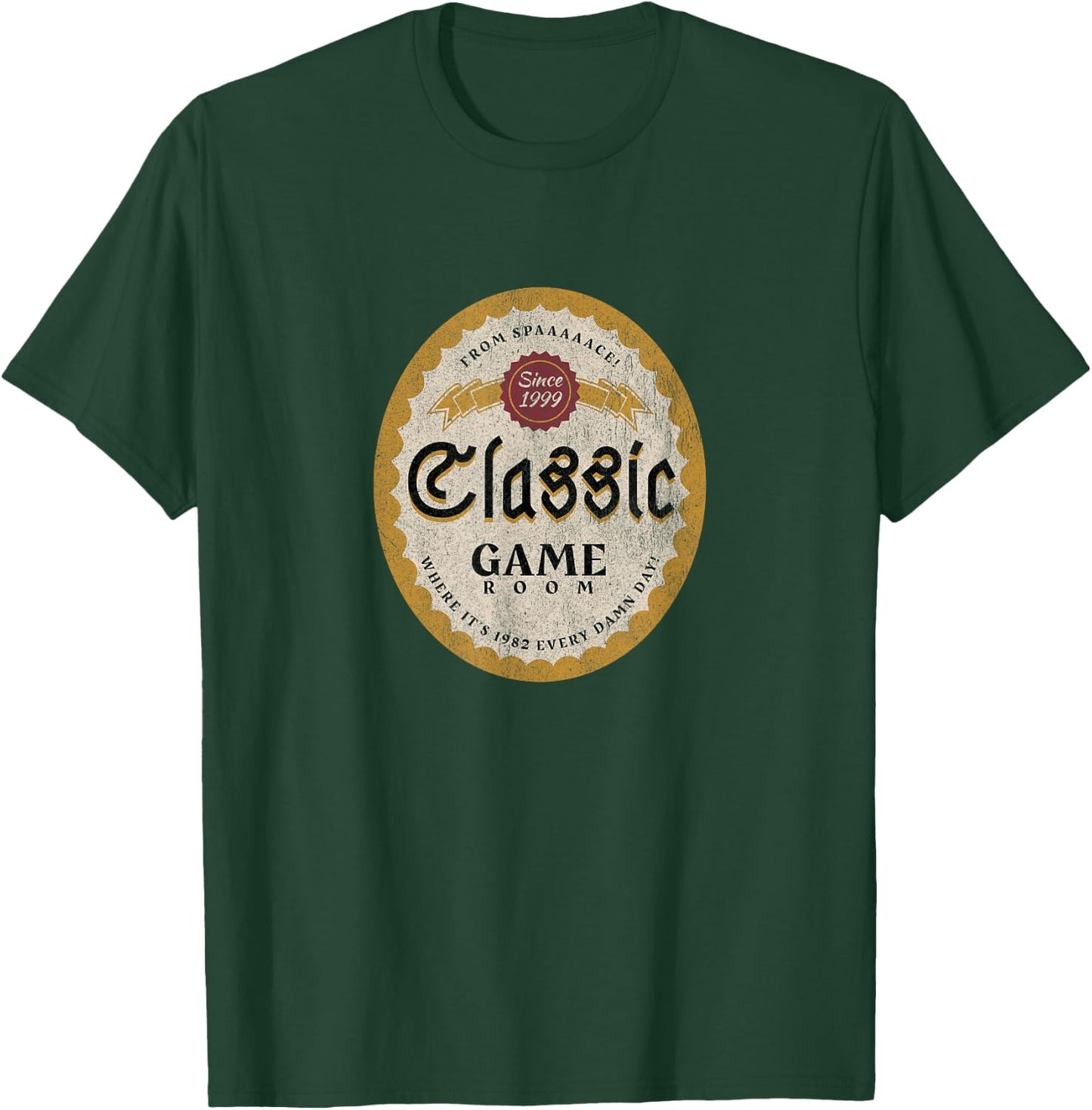 Classic Game Room "From Spaaaaace!" Beer Logo T-Shirt - T-Shirt | Forest