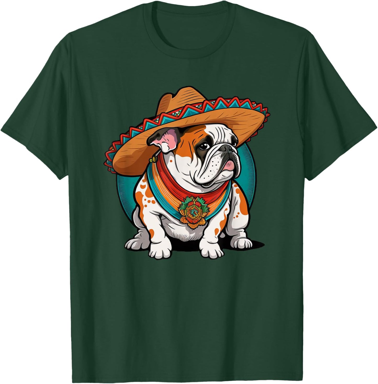 Hispanic Pride English bulldog with Sombrero Heritage T-Shirt - T-Shirt | Forest
