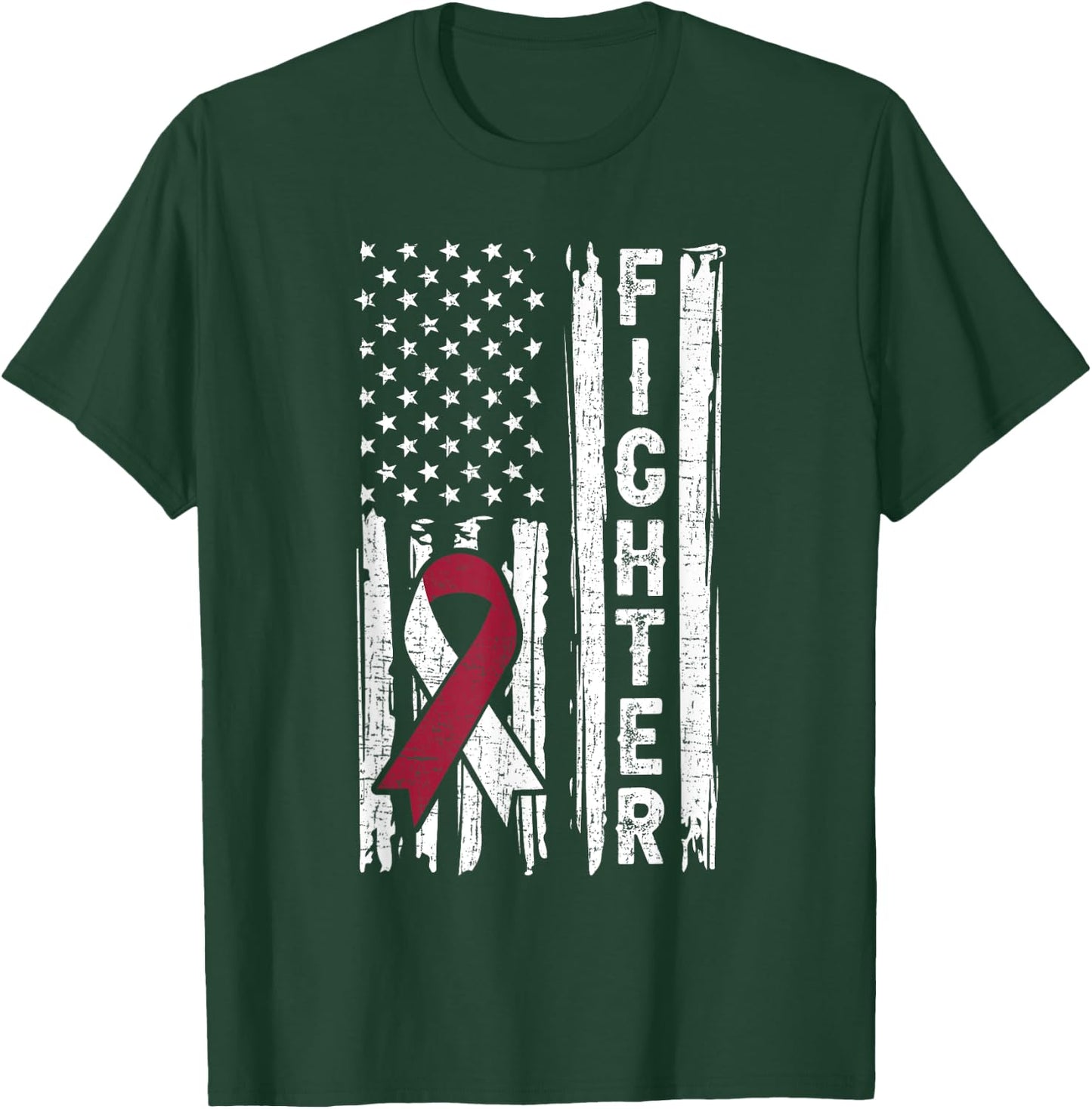 Head and Neck Cancer Patient Fighter Throat Oral Cancer Flag T-Shirt - T-Shirt | Forest