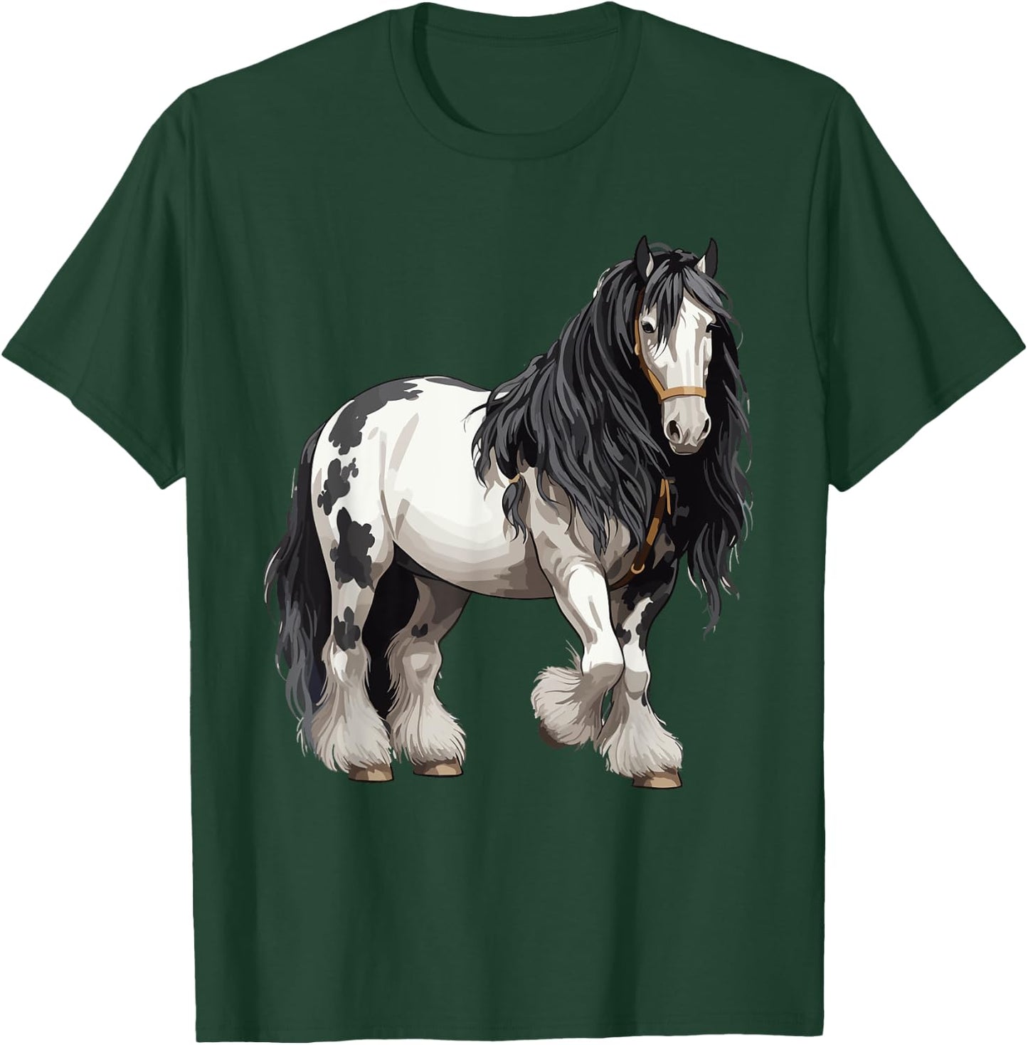 Black Gypsy Vanner Horse Lover Riding Equestrian T-Shirt - T-Shirt | Forest
