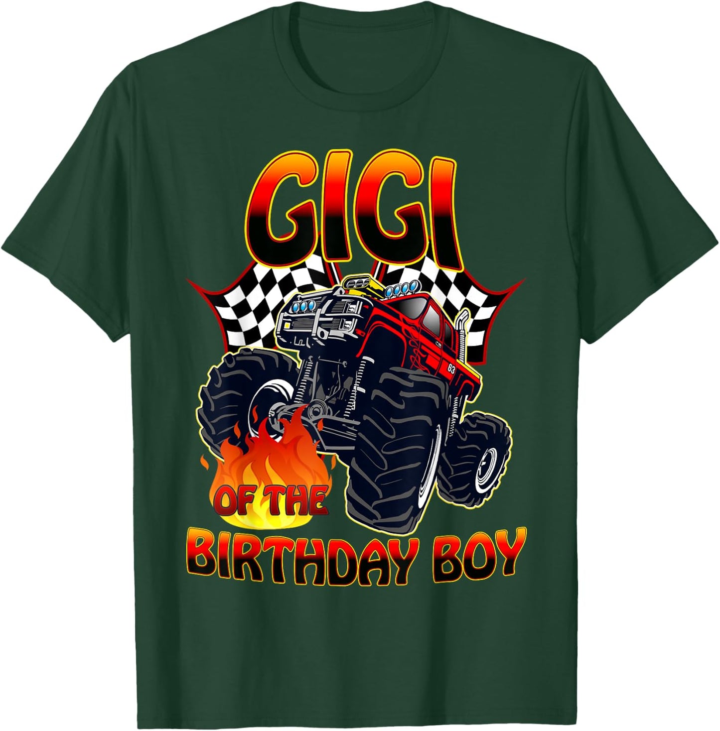 Gigi of The Birthday Boy Monster Truck Racing Cars Matching T-Shirt - T-Shirt | Forest