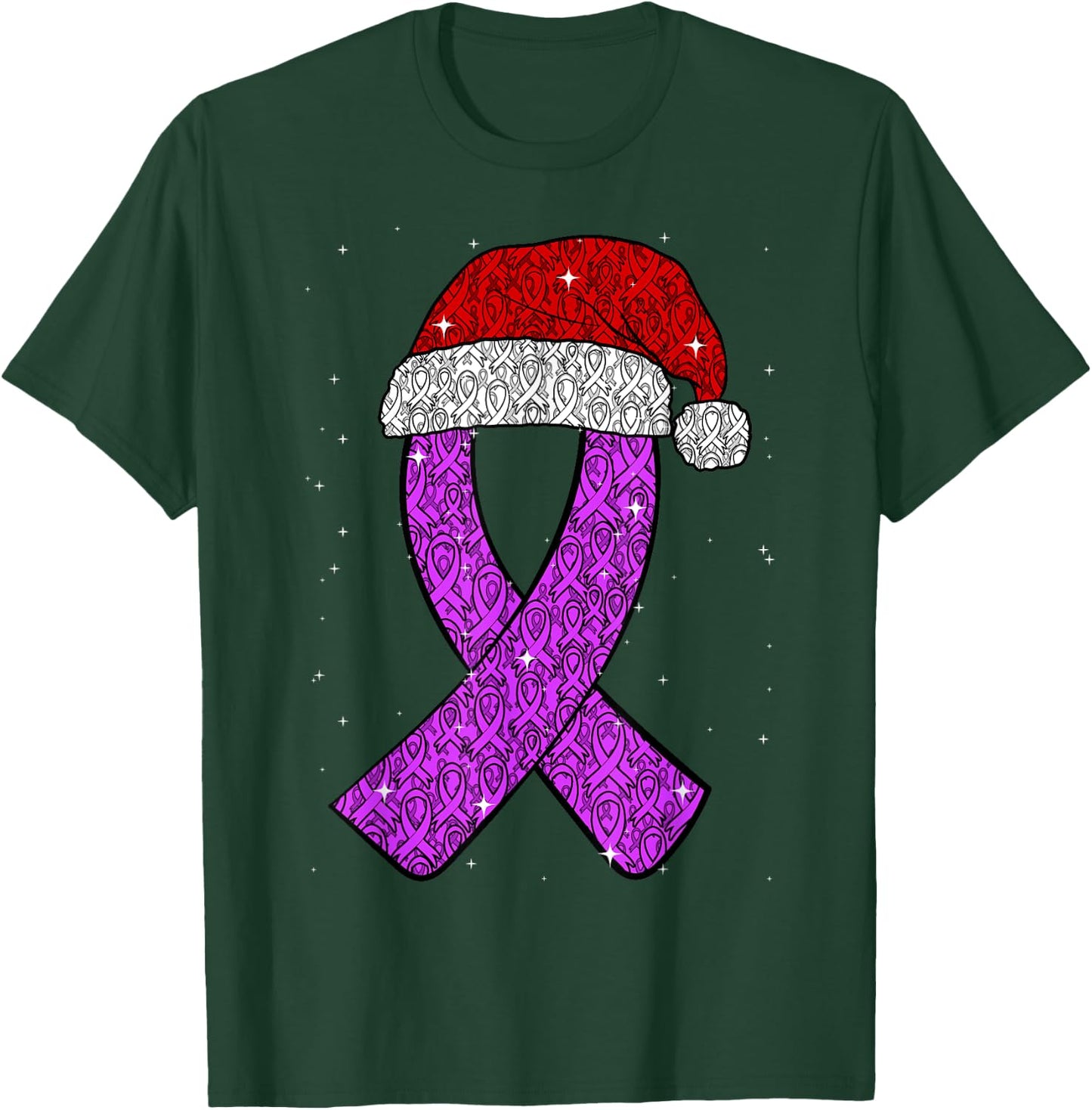 Epilepsy Christmas Hat Purple Awareness Ribbon Seizure T-Shirt - T-Shirt | Forest