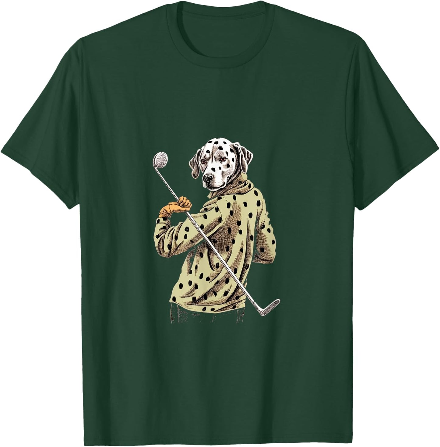 Golfer Dalmatian Golf Club Golf Player Dog Lover Golfing Men Women T-Shirt - T-Shirt | Forest