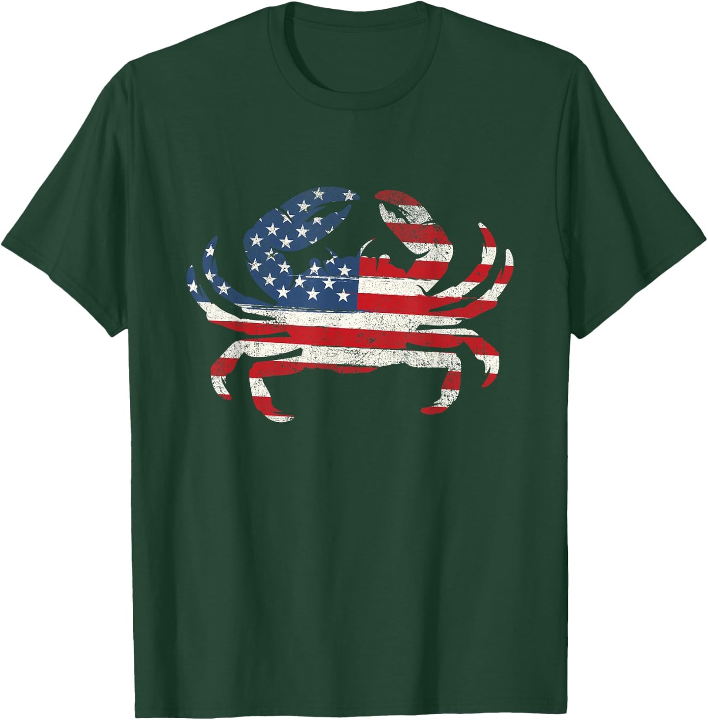 USA American Flag Crab - 4th of July Crabber Animal Lover T-Shirt - T-Shirt | Forest