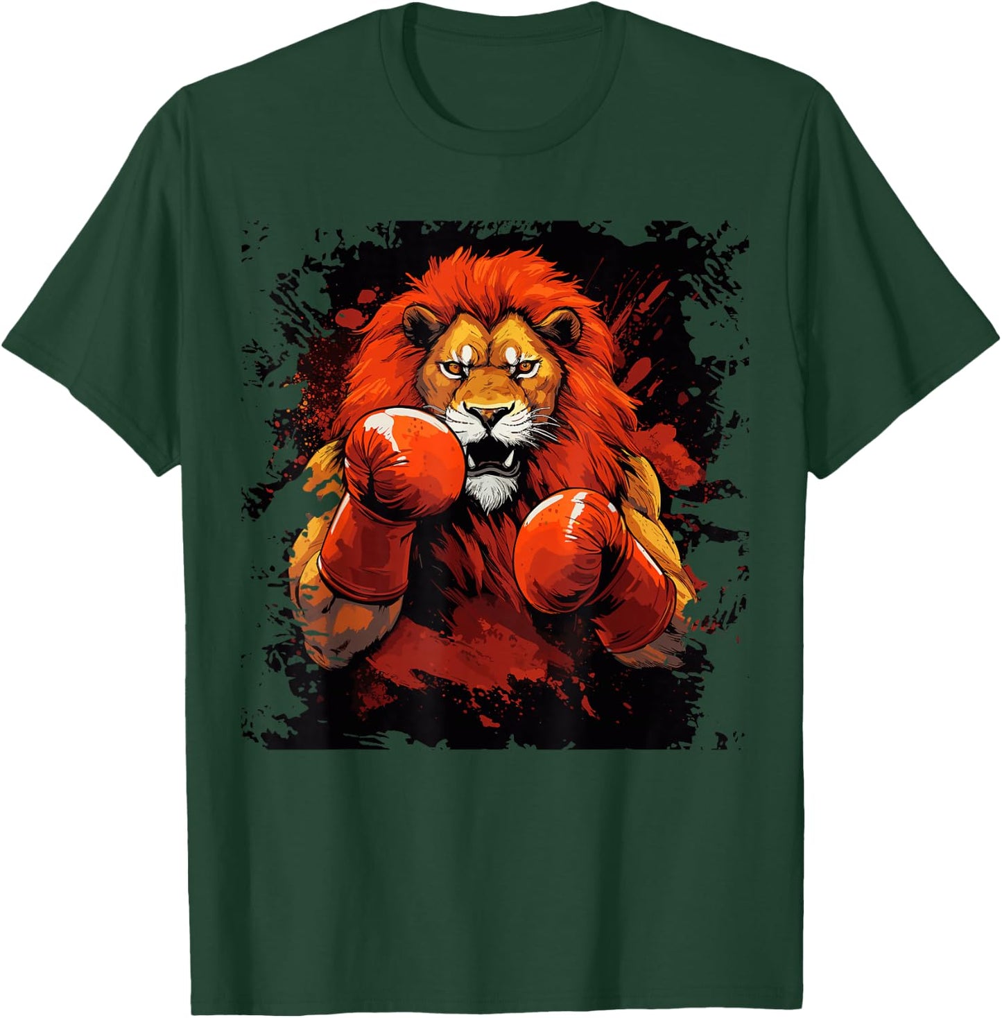 Vintage Boxing Lion Boxer With Sport Boxing Gloves T-Shirt - T-Shirt | Forest