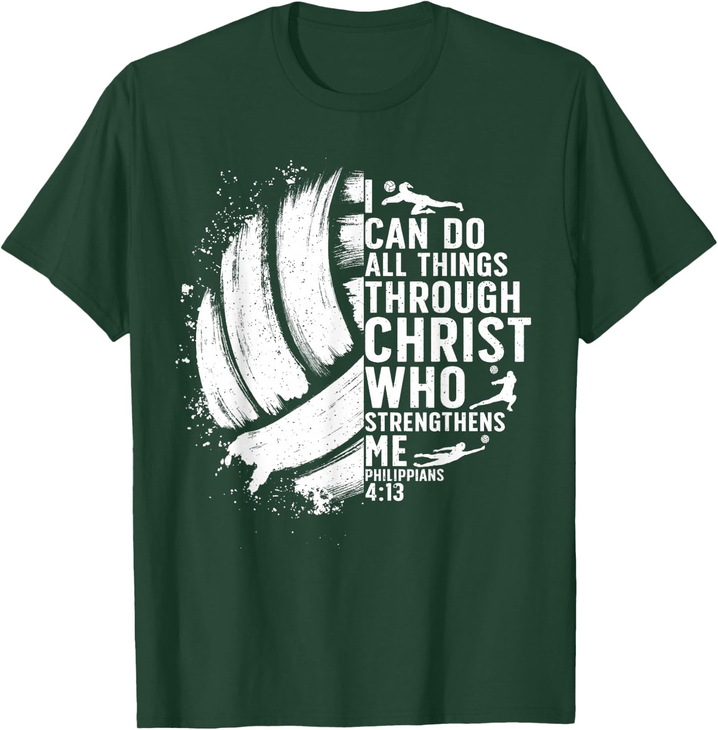 Funny Volleyball Christian Design Women Boys Girls T-Shirt - T-Shirt | Forest
