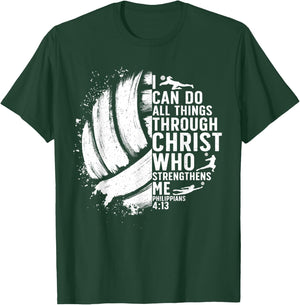 Funny Volleyball Christian Design Women Boys Girls T-Shirt - T-Shirt | Forest