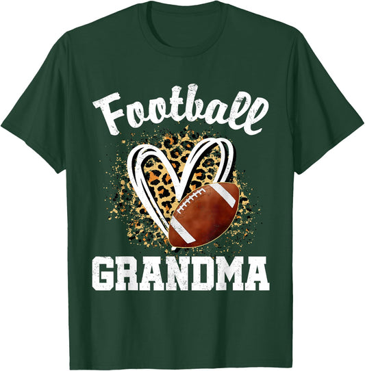 Football Grandma Leopard Heart T-Shirt - T-Shirt | Forest