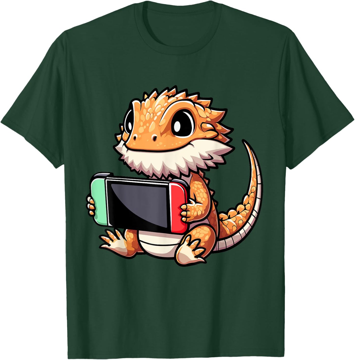 Cute Bearded Dragon Gamer - Funny Video Game Lizard T-Shirt - T-Shirt | Forest