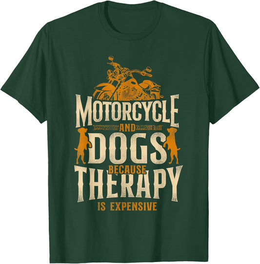 Classic Motorcycle Biker Dog Motorcycle And Dogs Because T-Shirt - T-Shirt | Forest