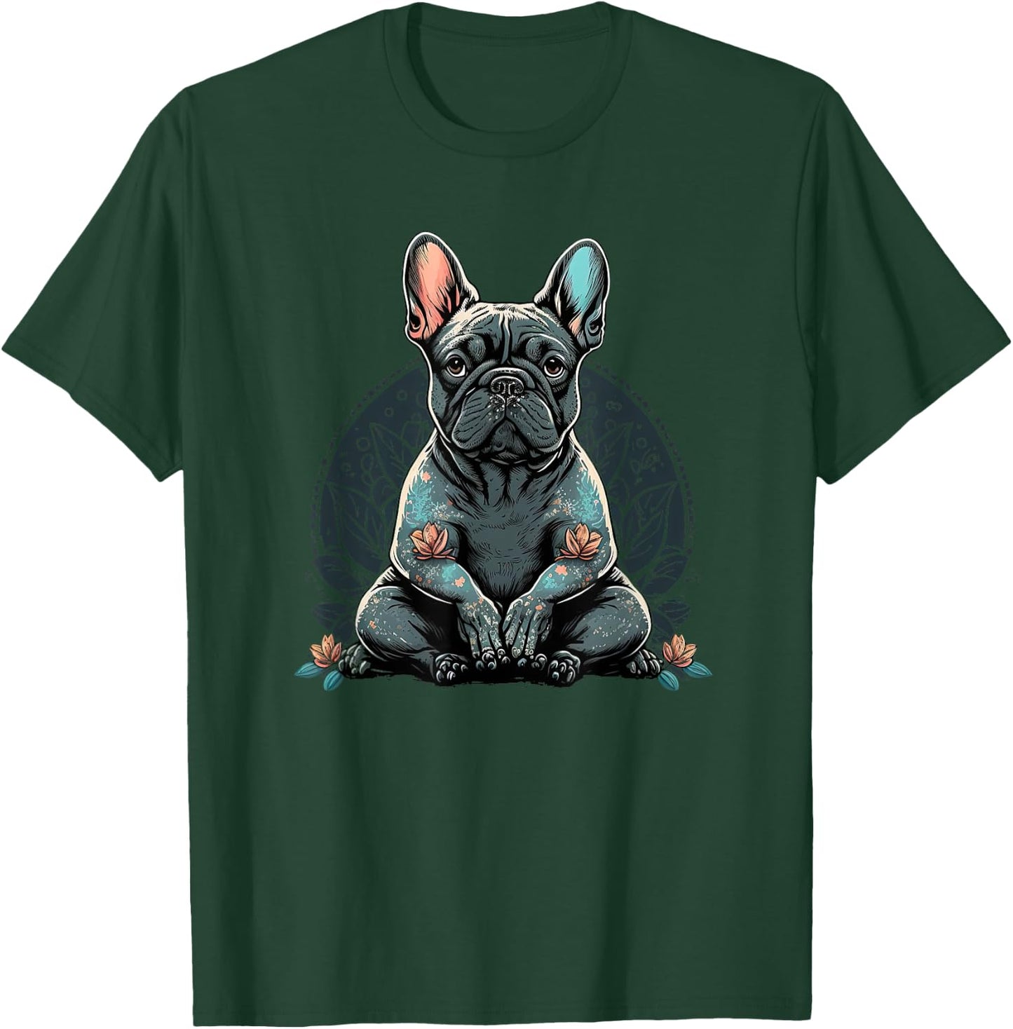 Funny French Bulldog Frenchie Yoga T-Shirt - T-Shirt | Forest