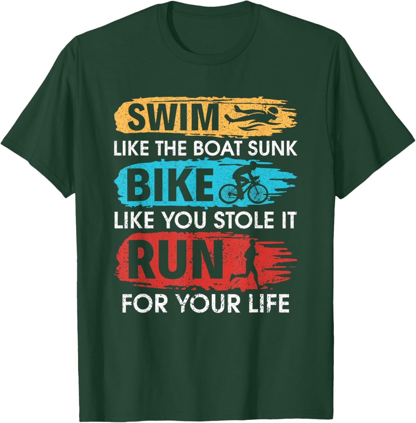 Cool Triathlon Women Swim Bike Run Triathlete T-Shirt - T-Shirt | Forest