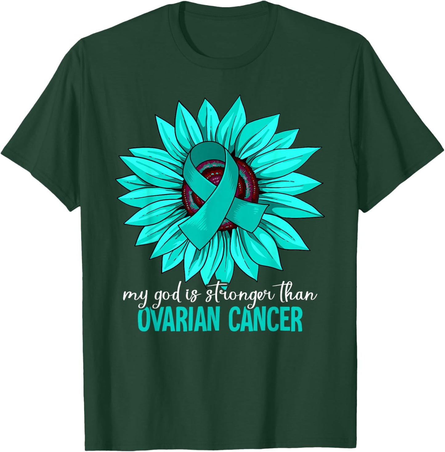 Ovarian Cancer Awareness Gift -Youth Awareness Black Small Modern Round Collar Short Sleeve Classic Fit T-Shirt - T-Shirt | Forest