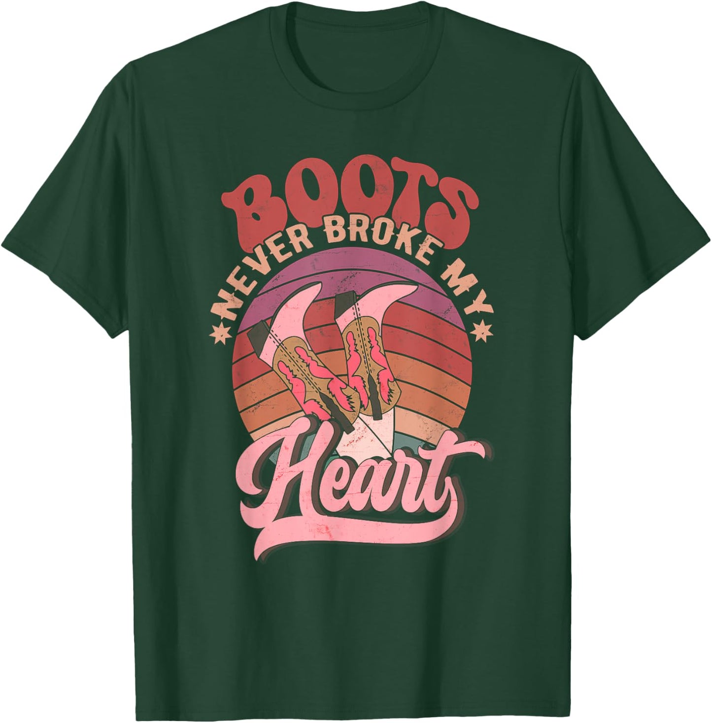 Howdy Valentines Boots Never Broke My Heart Western Cowgirl T-Shirt - T-Shirt | Forest