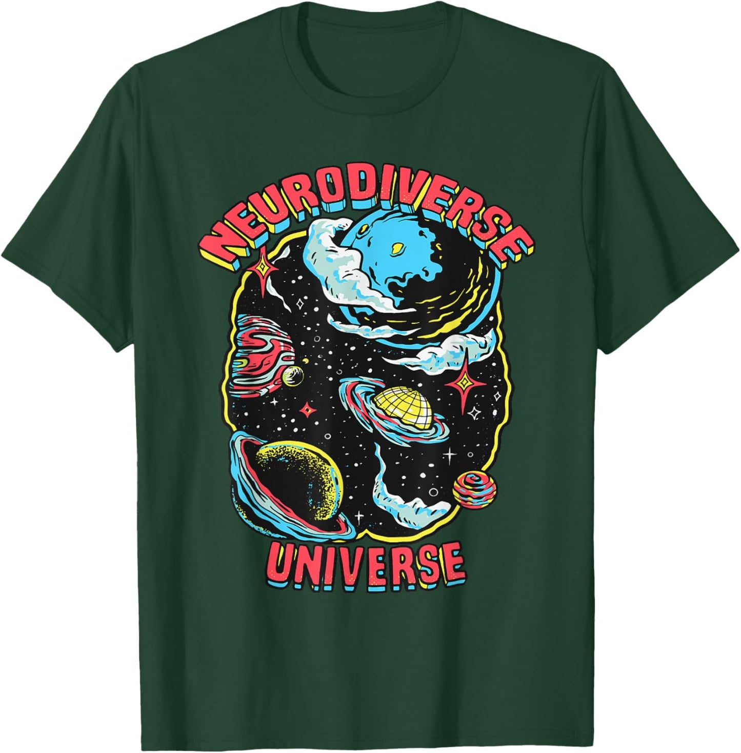 Neurodiverse Universe Neurodiversity Embrace ADHD Autism ASD T-Shirt - T-Shirt | Forest