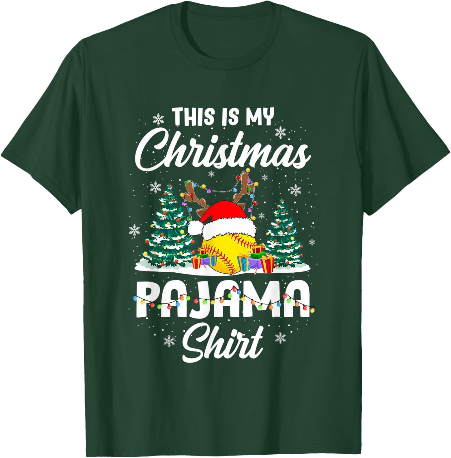 This is My Softball Pajama Christmas shirt Players Teen Girl T-Shirt - T-Shirt | Forest